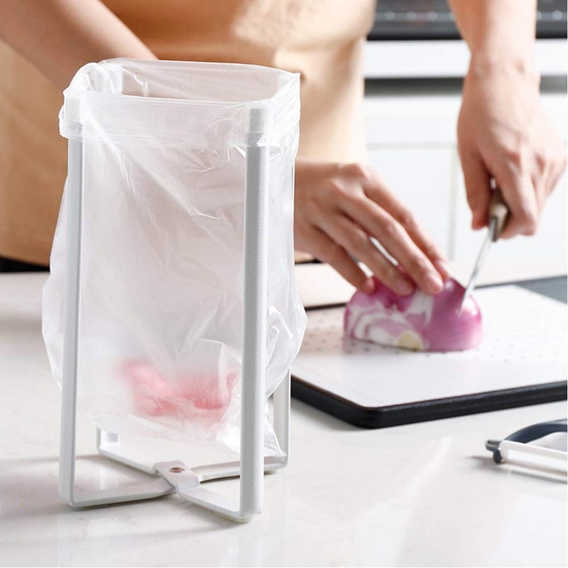 OURASHERO Multifunctional Kitchen Stand Holder for Plastic Bags, Bottles and Cups, Drying Racks Shelf Trash Bag Garbage Bag Holder for Home Kitchen Tower (White) - Image 4